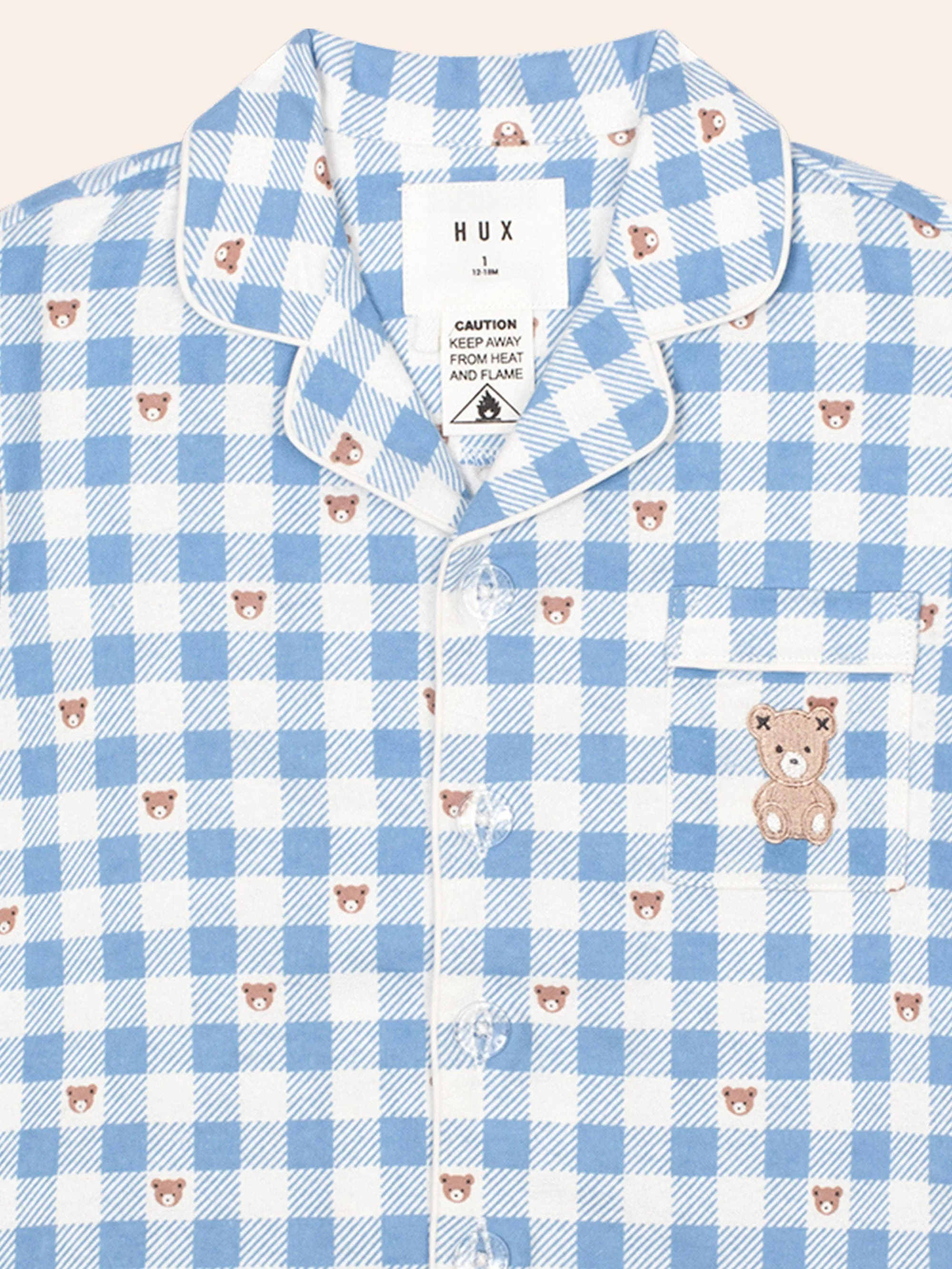 Hux Blue Check Snuggle Flannel PJ - Image 3
