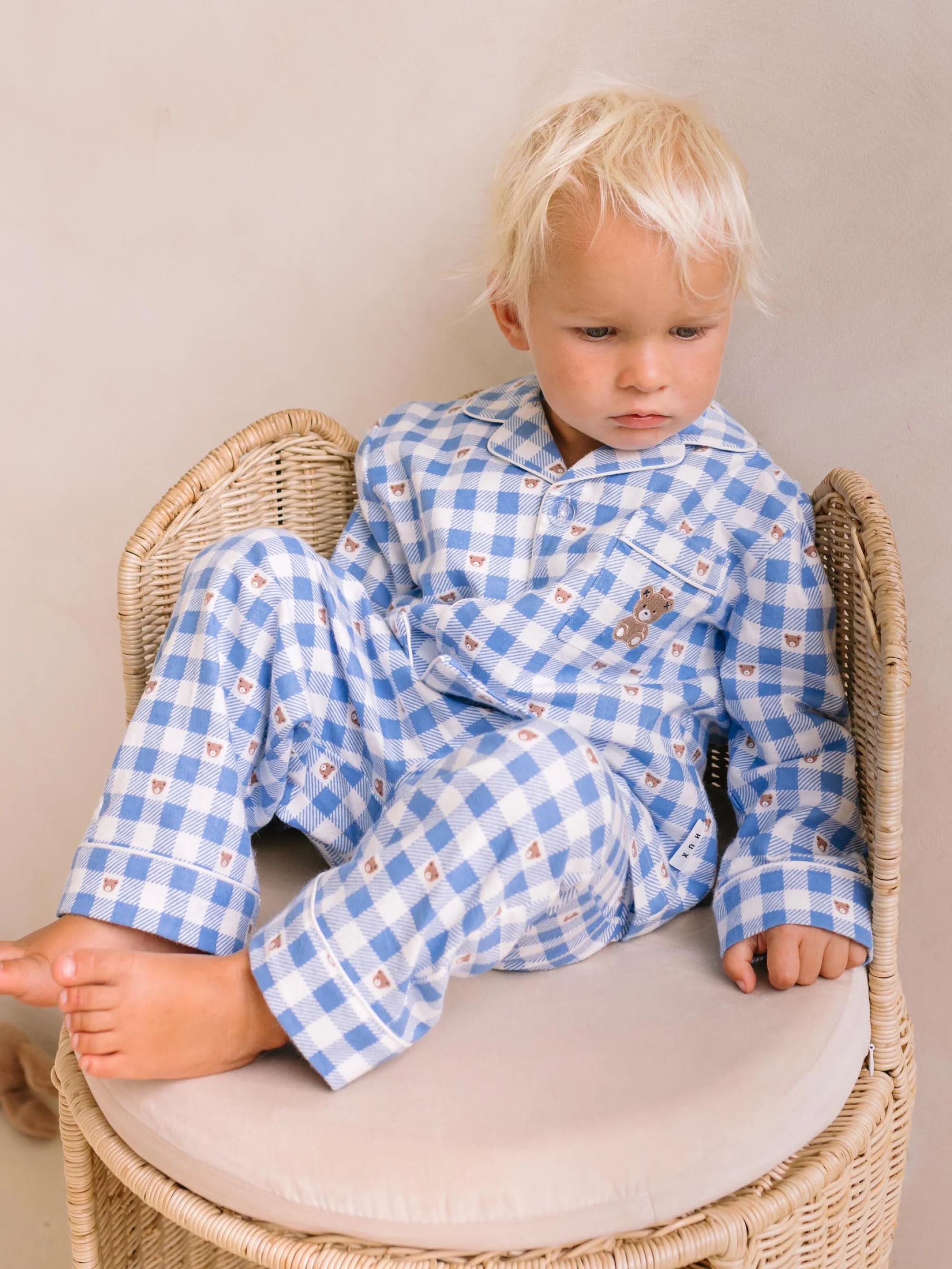 Hux Blue Check Snuggle Flannel PJ - Image 6