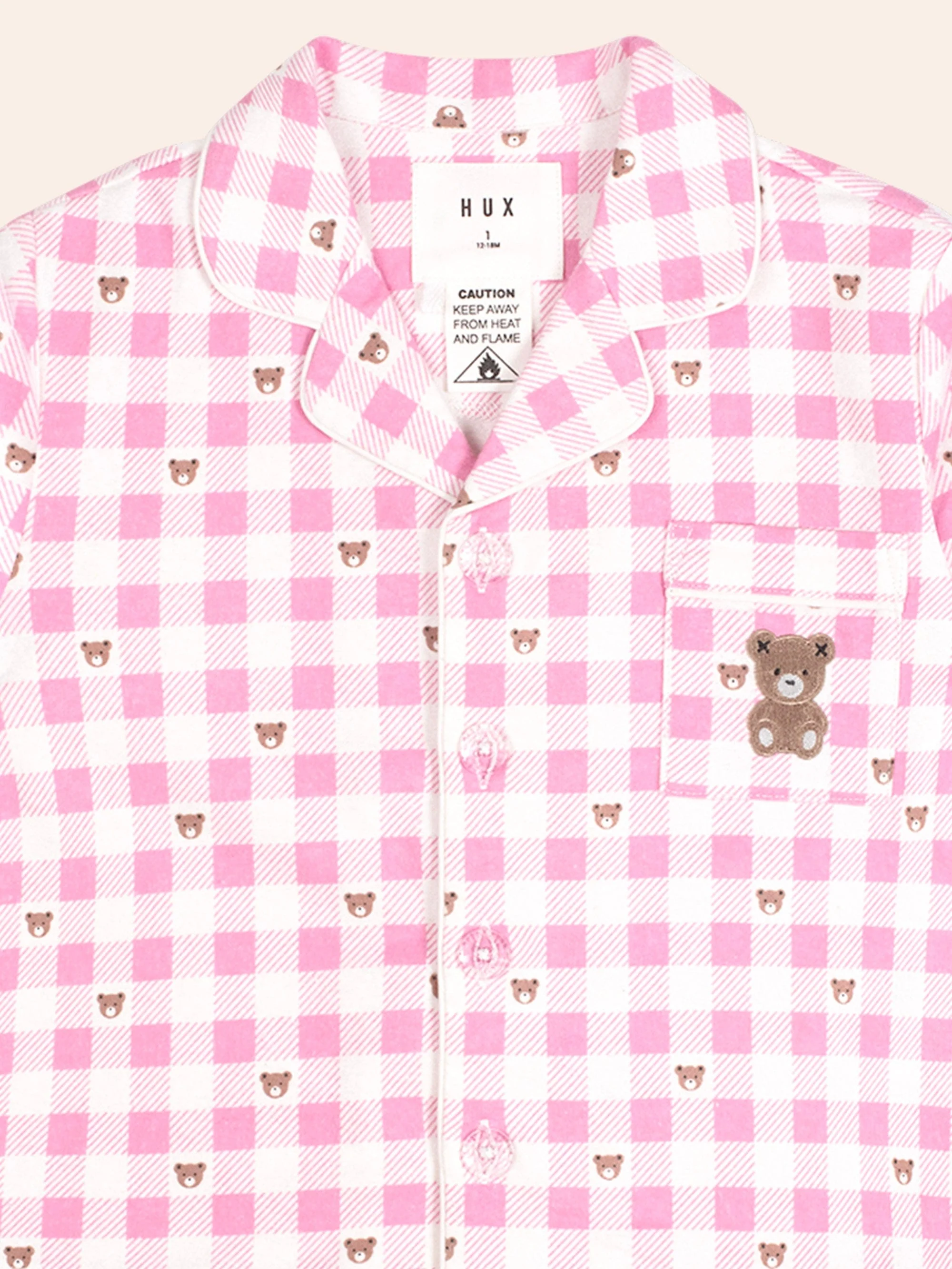 Hux Pink Check Snuggle Flannel PJ - Image 3