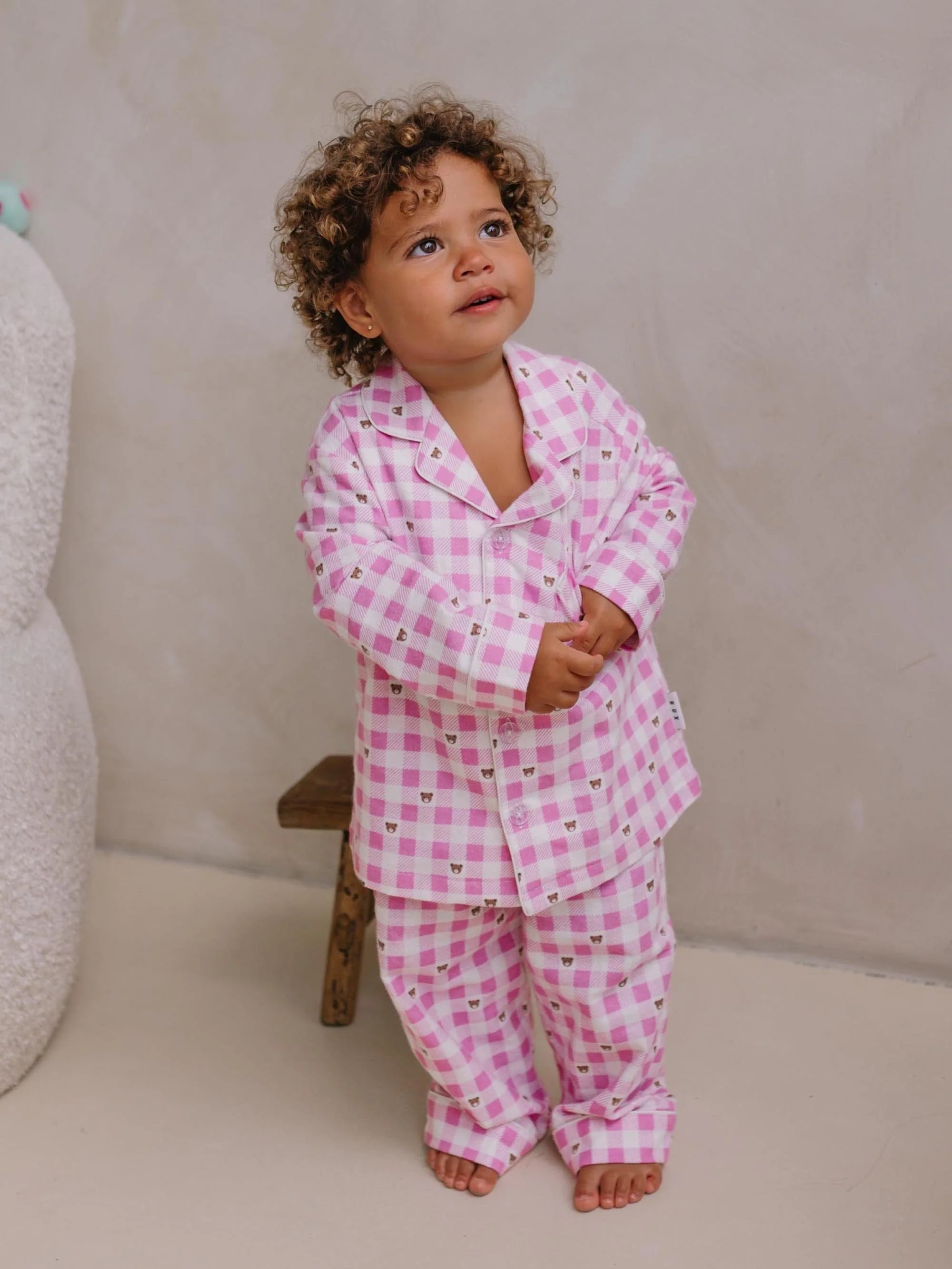 Hux Pink Check Snuggle Flannel PJ - Image 5