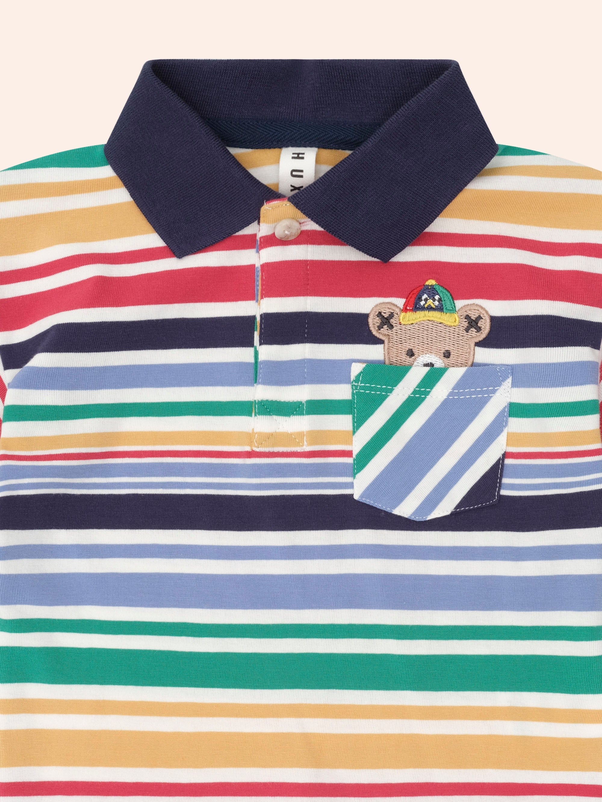 Moto Hux Rainbow Stripe Polo - Image 3