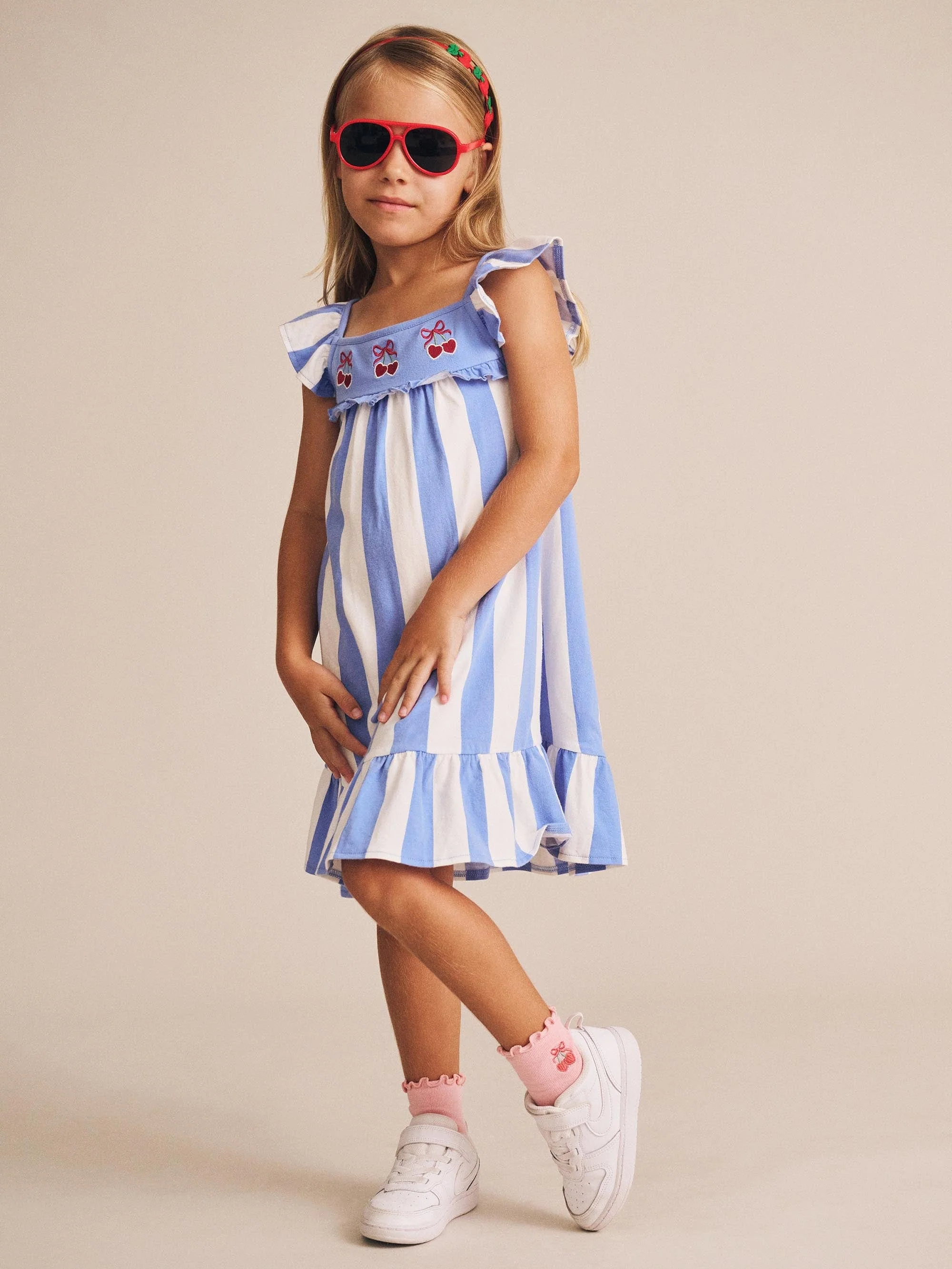 Seaside Cherry Stripe Dress - Image 6