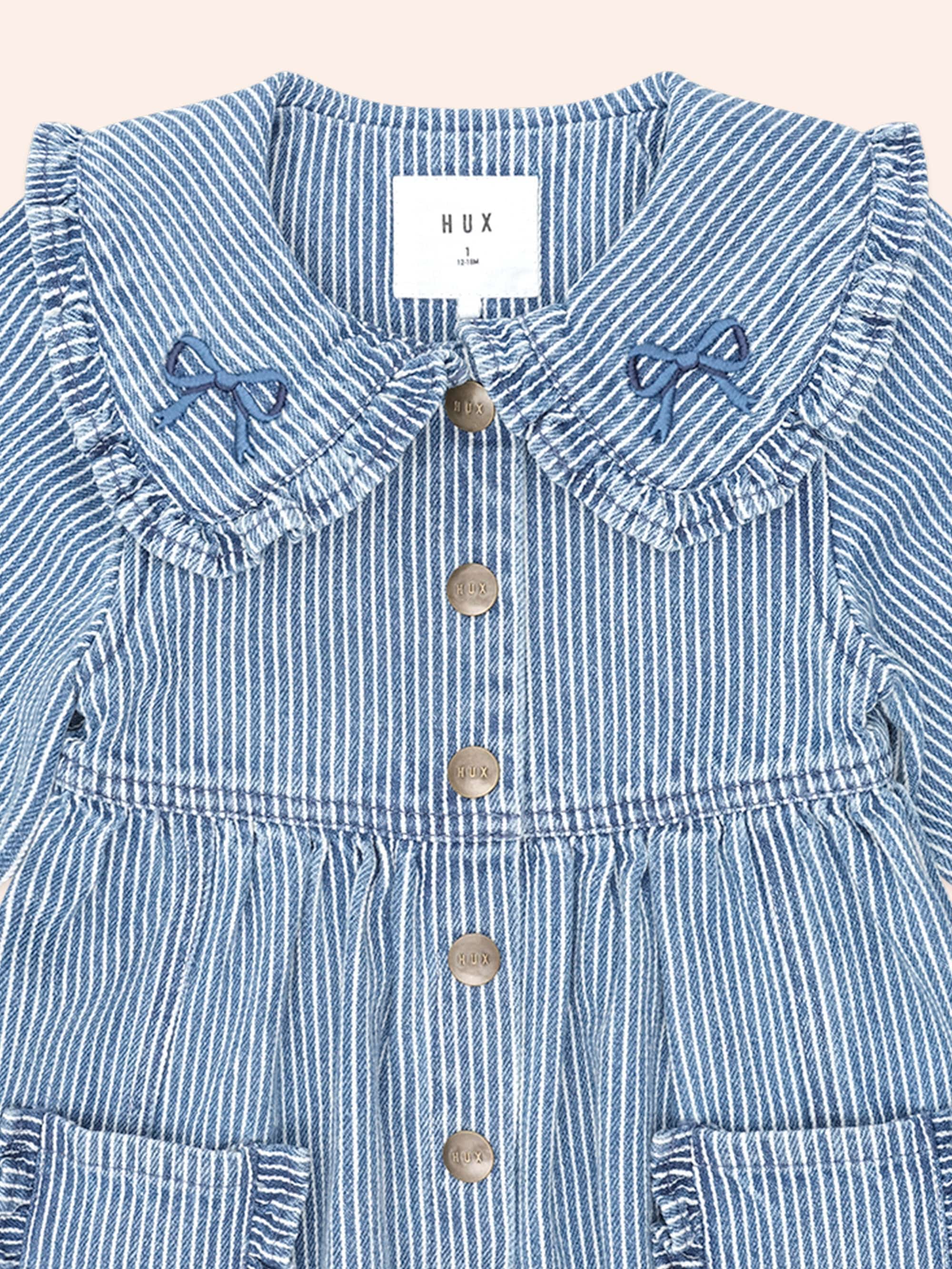Vintage Bow Collar Denim Dress - Image 3
